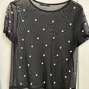 Net and pearl shirt
